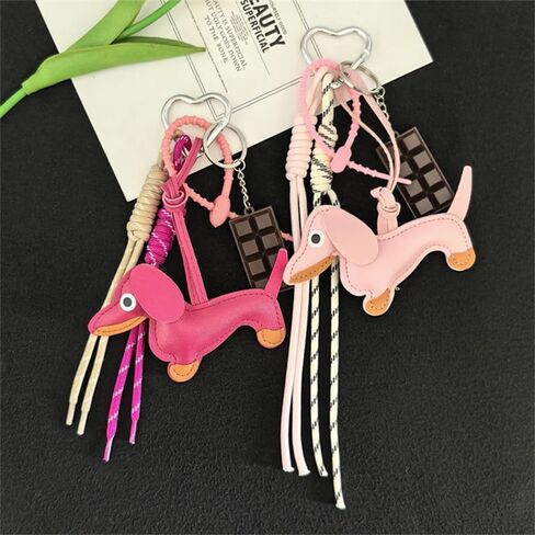 1 Pack Dachshund Keychain w/Braided Cord & Fake Chocolate, Bag Charms Keyring for Handbag Pendant Ornament, Car Keys, Purse in Saudi Arabia