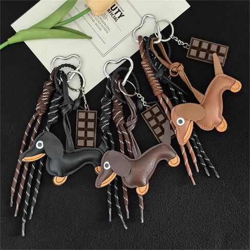 1 Pack Dachshund Keychain w/Braided Cord & Fake Chocolate, Bag Charms Keyring for Handbag Pendant Ornament, Car Keys, Purse in Saudi Arabia