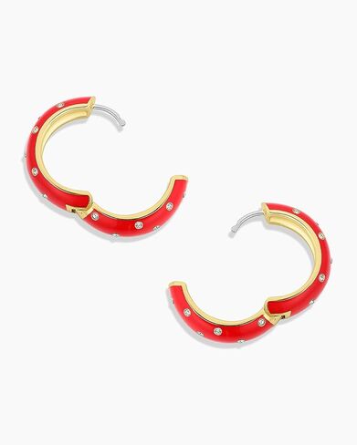 gorjana - Noel Shimmer Huggies -Red - 18K Gold Plating - Lightweight Helium Design - Secure Hinge Closure, Versatile Color Combo in Saudi Arabia
