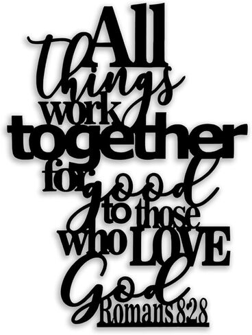 OPTYBVFD Romans 8 28 Metal Wall Decor - Inspirational Room Decor Christian Scripture Motivational Wall Art Home Decor for Living Room, Bedroom, Dining Room, Bathroom, Office (Black) in Saudi Arabia