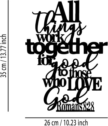 OPTYBVFD Romans 8 28 Metal Wall Decor - Inspirational Room Decor Christian Scripture Motivational Wall Art Home Decor for Living Room, Bedroom, Dining Room, Bathroom, Office (Black) in Saudi Arabia
