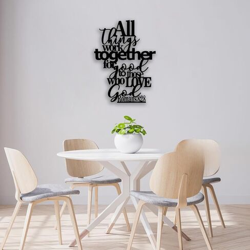 OPTYBVFD Romans 8 28 Metal Wall Decor - Inspirational Room Decor Christian Scripture Motivational Wall Art Home Decor for Living Room, Bedroom, Dining Room, Bathroom, Office (Black) in Saudi Arabia