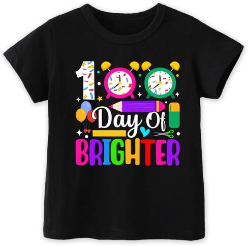 PikaBubbies 100 Days of School Shirt Kids – Boys Girls Toddler Happy 100th Day of School T-Shirt, Kindergarten 100 Day,3T-7T in Saudi Arabia