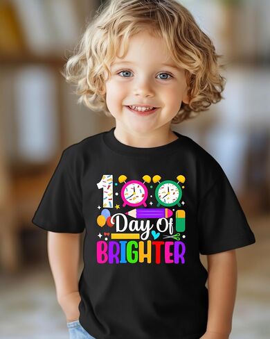 PikaBubbies 100 Days of School Shirt Kids – Boys Girls Toddler Happy 100th Day of School T-Shirt, Kindergarten 100 Day,3T-7T in Saudi Arabia