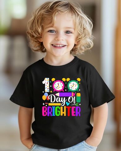PikaBubbies 100 Days of School Shirt Kids – Boys Girls Toddler Happy 100th Day of School T-Shirt, Kindergarten 100 Day,3T-7T in Saudi Arabia