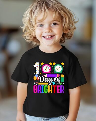 PikaBubbies 100 Days of School Shirt Kids – Boys Girls Toddler Happy 100th Day of School T-Shirt, Kindergarten 100 Day,3T-7T in Saudi Arabia