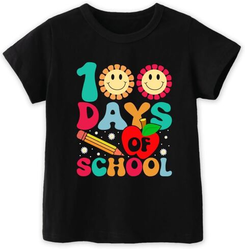 PikaBubbies 100 Days of School Shirt Kids – Boys Girls Toddler Happy 100th Day of School T-Shirt, Kindergarten 100 Day,3T-7T in Saudi Arabia