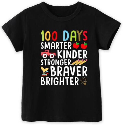 PikaBubbies 100 Days of School Shirt Kids – Boys Girls Toddler Happy 100th Day of School T-Shirt, Kindergarten 100 Day,3T-7T in Saudi Arabia