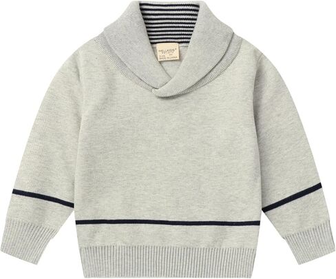 سترة صوفية محبوكة للأطفال من Mud Kingdom بياقة شال وأكمام طويلة للجنسين طراز Preppy للأولاد 2T-Size 6 in Kuwait
