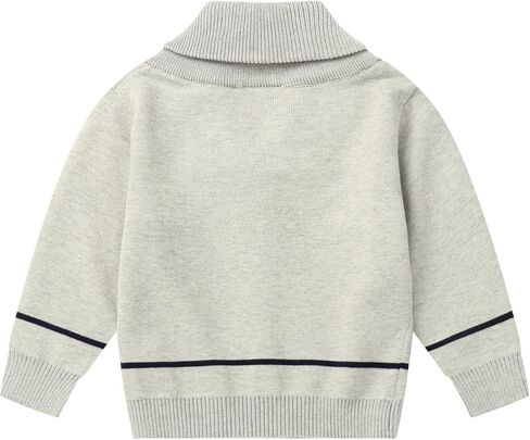 سترة صوفية محبوكة للأطفال من Mud Kingdom بياقة شال وأكمام طويلة للجنسين طراز Preppy للأولاد 2T-Size 6 in Kuwait