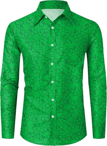 BesserBay Kid Boys Valentines Day Button Down Dress Shirts Mardi Gras Collared Polo Shirt with Chest Pocket 6-14 Years in Kuwait
