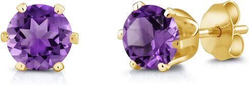Gem Stone King Gemstone Birthstone Yellow Gold Plated Stud Earrings For Women Men | 1.50 Cttw | Round 6MM in Saudi Arabia