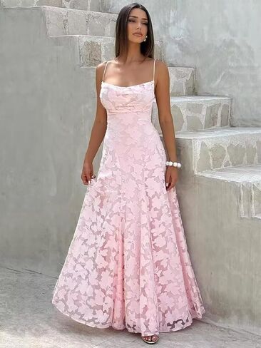 RUISIXANNI Spaghetti Strap Lace Floral Bridesmaid Dress Cowl Neck A Line Elegant Formal Evening Gown 2025 in Saudi Arabia