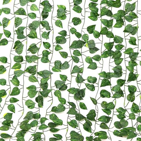 12 Pack Fake Vines for Room Decor Aesthetic Artificial Plant Ivy Leaves Hanging Greenery Garlands for Home Bedroom Wall Wedding Party Decor in Saudi Arabia