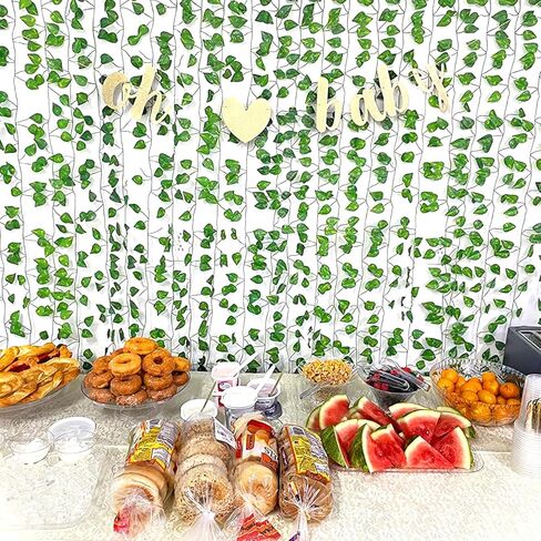 12 Pack Fake Vines for Room Decor Aesthetic Artificial Plant Ivy Leaves Hanging Greenery Garlands for Home Bedroom Wall Wedding Party Decor in Saudi Arabia