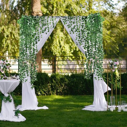 12 Pack Fake Vines for Room Decor Aesthetic Artificial Plant Ivy Leaves Hanging Greenery Garlands for Home Bedroom Wall Wedding Party Decor in Saudi Arabia