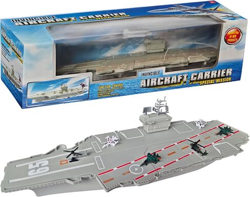 OTONOPI Aircraft Carrier Naval Ship Model Warship Battleship with Lights and Sounds Pull Back Toy Car Vehicle for Kids Room Decoration Party Favor in Kuwait