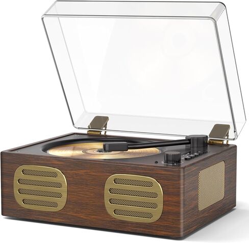 CD Player Portable, Retro CD Player with HiFi Speakers, Bluetooth Input/Output, Rechargeable Small CD Players for Home with LED Screen Display, USB Playback, AUX-in, Headphone Jack, Walnut in Kuwait