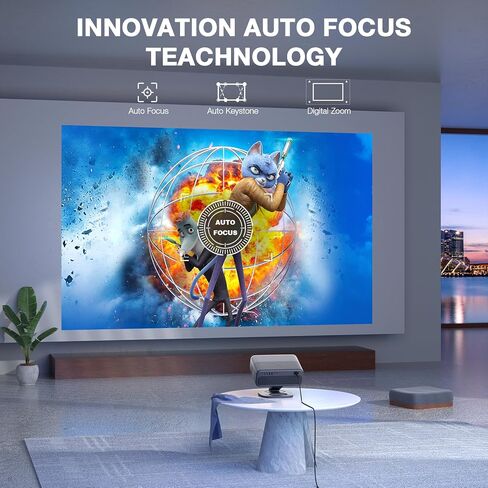AuKing Projector with Wifi and Bluetooth, 2024 Upgraded Full HD 1080P Mini Projector, Home Theater Video Projector Compatible with HDMI/USB/AV/Smartphone/TV Box/Laptop in Kuwait