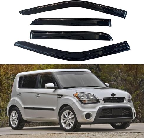 حاجب نافذة متوافق مع Kia Soul 2009-2013، شريط حماية من المطر، عاكس نافذة جانبي للتهوية الجانبية للرياح والشمس، 2009 2010 2011 2012 2013 in Kuwait