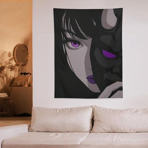 JYOUQOC Female Samurai Anime Girl Tapestry Large Wall Art Backdrop Flag Wall Hanging Decor for Living Room Bedroom Dorm Office 30"×40" in Saudi Arabia