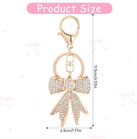 Prasacco Gold Bow Keychain Rhinestone Bag Charms for Handbags Shiny Purse Charms Cute Keychain for Girls Women Aesthetic Keychain for Car Key Purse Bags Handbags Backpacks in Saudi Arabia