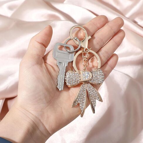 Prasacco Gold Bow Keychain Rhinestone Bag Charms for Handbags Shiny Purse Charms Cute Keychain for Girls Women Aesthetic Keychain for Car Key Purse Bags Handbags Backpacks in Saudi Arabia