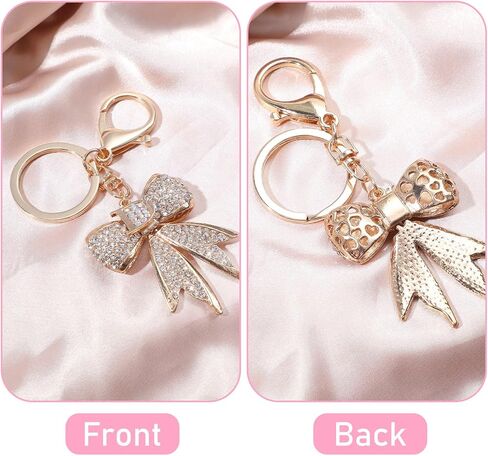 Prasacco Gold Bow Keychain Rhinestone Bag Charms for Handbags Shiny Purse Charms Cute Keychain for Girls Women Aesthetic Keychain for Car Key Purse Bags Handbags Backpacks in Saudi Arabia