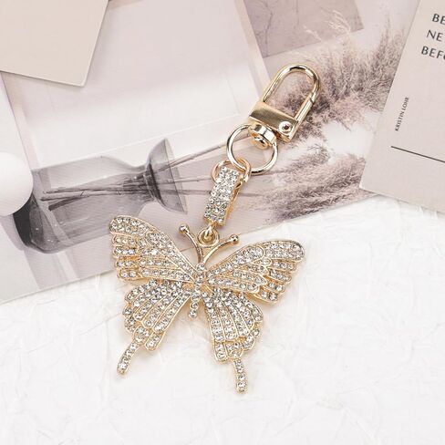 Butterfly Keychain Crystal Rhinestone Sparkling Keychain Charms, Purse Charms for Handbags Car Pendant Keychain in Saudi Arabia