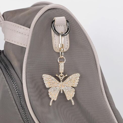 Butterfly Keychain Crystal Rhinestone Sparkling Keychain Charms, Purse Charms for Handbags Car Pendant Keychain in Saudi Arabia