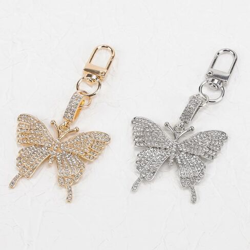 Butterfly Keychain Crystal Rhinestone Sparkling Keychain Charms, Purse Charms for Handbags Car Pendant Keychain in Saudi Arabia