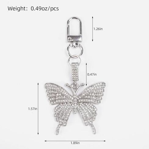 Butterfly Keychain Crystal Rhinestone Sparkling Keychain Charms, Purse Charms for Handbags Car Pendant Keychain in Saudi Arabia