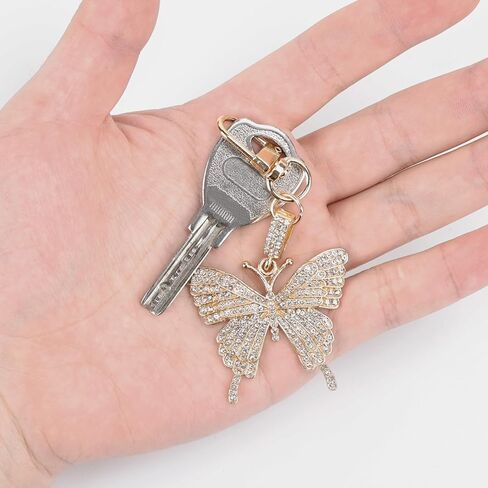 Butterfly Keychain Crystal Rhinestone Sparkling Keychain Charms, Purse Charms for Handbags Car Pendant Keychain in Saudi Arabia