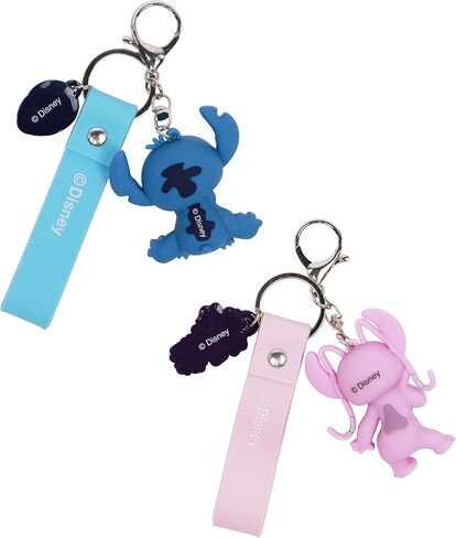 مجموعة سلاسل مفاتيح Disney Stitch & Angel، وإكسسوارات حلقات مفاتيح للحقائب وحقائب الظهر، وحليات شخصية ثلاثية الأبعاد، وتصميم استوائي لطيف in Saudi Arabia