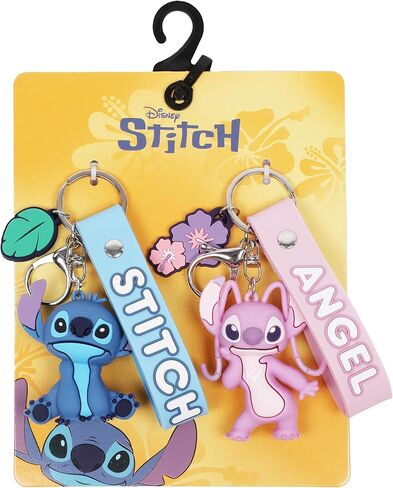 مجموعة سلاسل مفاتيح Disney Stitch & Angel، وإكسسوارات حلقات مفاتيح للحقائب وحقائب الظهر، وحليات شخصية ثلاثية الأبعاد، وتصميم استوائي لطيف in Saudi Arabia