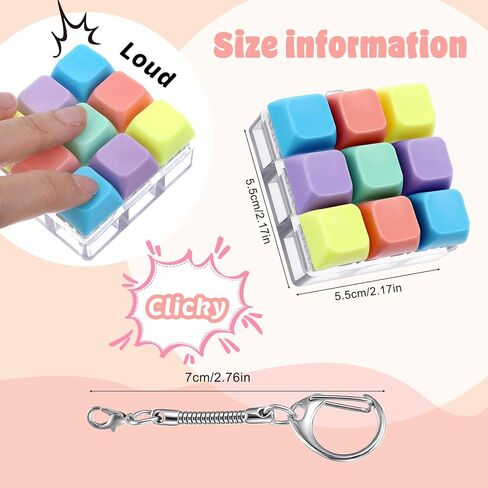 Mabor Keyboard Fidget Clicker, Keyboard Fidget Keychain of 9 Colors Decompression Keycap Button Stress Relief Gifts for Adults to Relief Stress Pass Time in Saudi Arabia