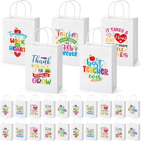 Skyygemm 100 Pcs Teacher Appreciation Gift Paper Bag Bulk Thank You Gifts Wrap Bags with Handle for Birthday Back to School End of Year Teacher Day, 8.27 x 5.91 x 3.15 (Kraft Color) in Saudi Arabia