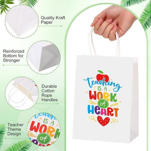 Skyygemm 100 Pcs Teacher Appreciation Gift Paper Bag Bulk Thank You Gifts Wrap Bags with Handle for Birthday Back to School End of Year Teacher Day, 8.27 x 5.91 x 3.15 (Kraft Color) in Saudi Arabia