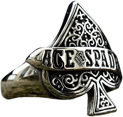 حلقة بطاقة لعب MOLOGO من الفولاذ المقاوم للصدأ Ace of Spade للرجال مجوهرات الهيب هوب الشرير in Kuwait