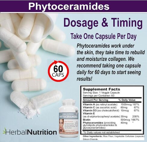 Herbal Nutrition Phytoceramides Rice Based with Biotin Vitamin A C D and E, 4 Bottle Pack 40mg in Saudi Arabia
