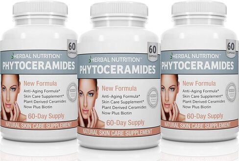 Herbal Nutrition Phytoceramides Rice Based with Biotin Vitamin A C D and E, 4 Bottle Pack 40mg in Saudi Arabia
