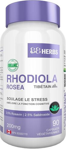 88herbs Rhodiola Rosea – Organic – Tibetan Premium Grade – 3.5% Rosavin & 2.5% Salidroside – 90 Vegetarian Caps (200 mg) in Saudi Arabia