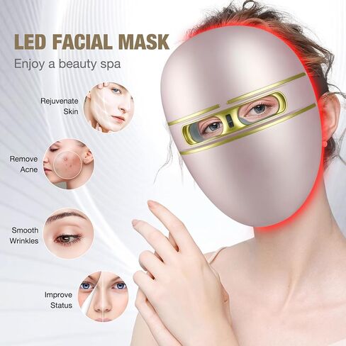 قناع الوجه LED للعلاج بالضوء الأحمر من F FIWENE HSA - قناع الوجه بالضوء الأحمر والأزرق المضاد للشيخوخة من FSA - علاج صالونات التجميل لحب الشباب والتجاعيد والاحمرار في المنزل، جهاز مثالي للعناية بالبشرة للنساء والرجال in Kuwait