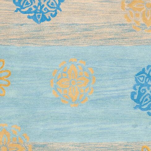 سجادة SAFAVIEH Soho Collection مقاس 5 × 8 بوصة أزرق/متعدد SOH777A مصنوعة يدويًا من الصوف الفاخر والفسكوز in Saudi Arabia