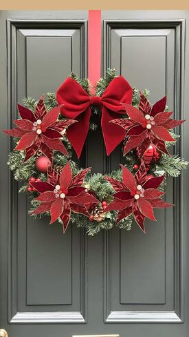 DILATATA 3 Pcs Artificial Christmas Flowers 13 Inch Glitter Poinsettia Picks Christmas Tree Ornaments Topper Decorations Red Poinsettias Flowers for Xmas New Year Wreath Garland Wedding Home Decor in Saudi Arabia