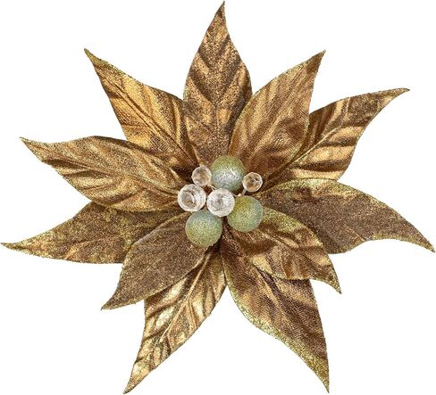 DILATATA 3 Pcs Artificial Christmas Flowers 13 Inch Glitter Poinsettia Picks Christmas Tree Ornaments Topper Decorations Red Poinsettias Flowers for Xmas New Year Wreath Garland Wedding Home Decor in Saudi Arabia