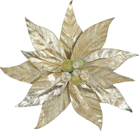 DILATATA 3 Pcs Artificial Christmas Flowers 13 Inch Glitter Poinsettia Picks Christmas Tree Ornaments Topper Decorations Red Poinsettias Flowers for Xmas New Year Wreath Garland Wedding Home Decor in Saudi Arabia