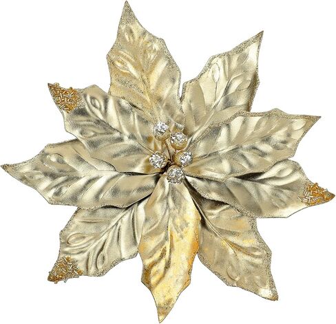 DILATATA 3 Pcs Artificial Christmas Flowers 13 Inch Glitter Poinsettia Picks Christmas Tree Ornaments Topper Decorations Red Poinsettias Flowers for Xmas New Year Wreath Garland Wedding Home Decor in Saudi Arabia
