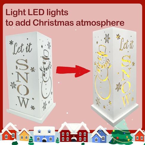 Christmas Decorations for Home LED Lighted Christmas Snowman Decor with Timer Hollow Out Farmhouse Wooden Table Sign Vintage Holiday Xmas Party Winter Tiered Tray Signs in Saudi Arabia