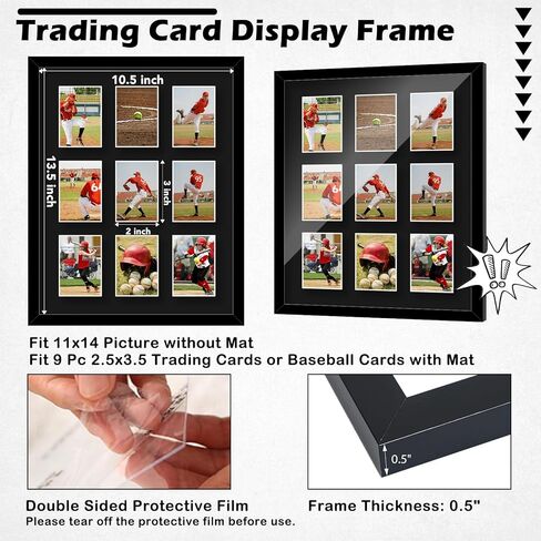 HEYTUYA Trading Card Display Frame For 9 Standard Cards, 2 Packs Trading Card Frame For Wall, Card Collector For Sports Baseball Basketball Football Trading Standard Cards, Black in Saudi Arabia